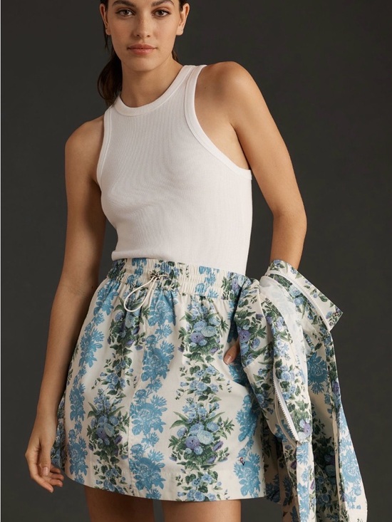 Clare V Dresses & Skirts - Clare V. Theo Mini Skirt Anthropologie Floral Blue Size M